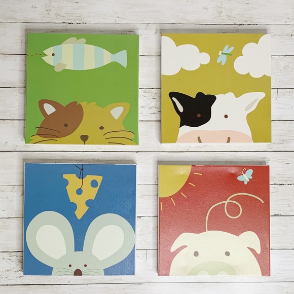 Other - 12” x 12” CANVAS ANIMAL PRINTS - 4 Ct.